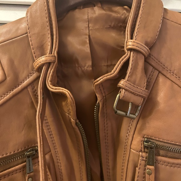 Michael Kors Moto Brown Leather Jacket - M - Picture 5 of 8